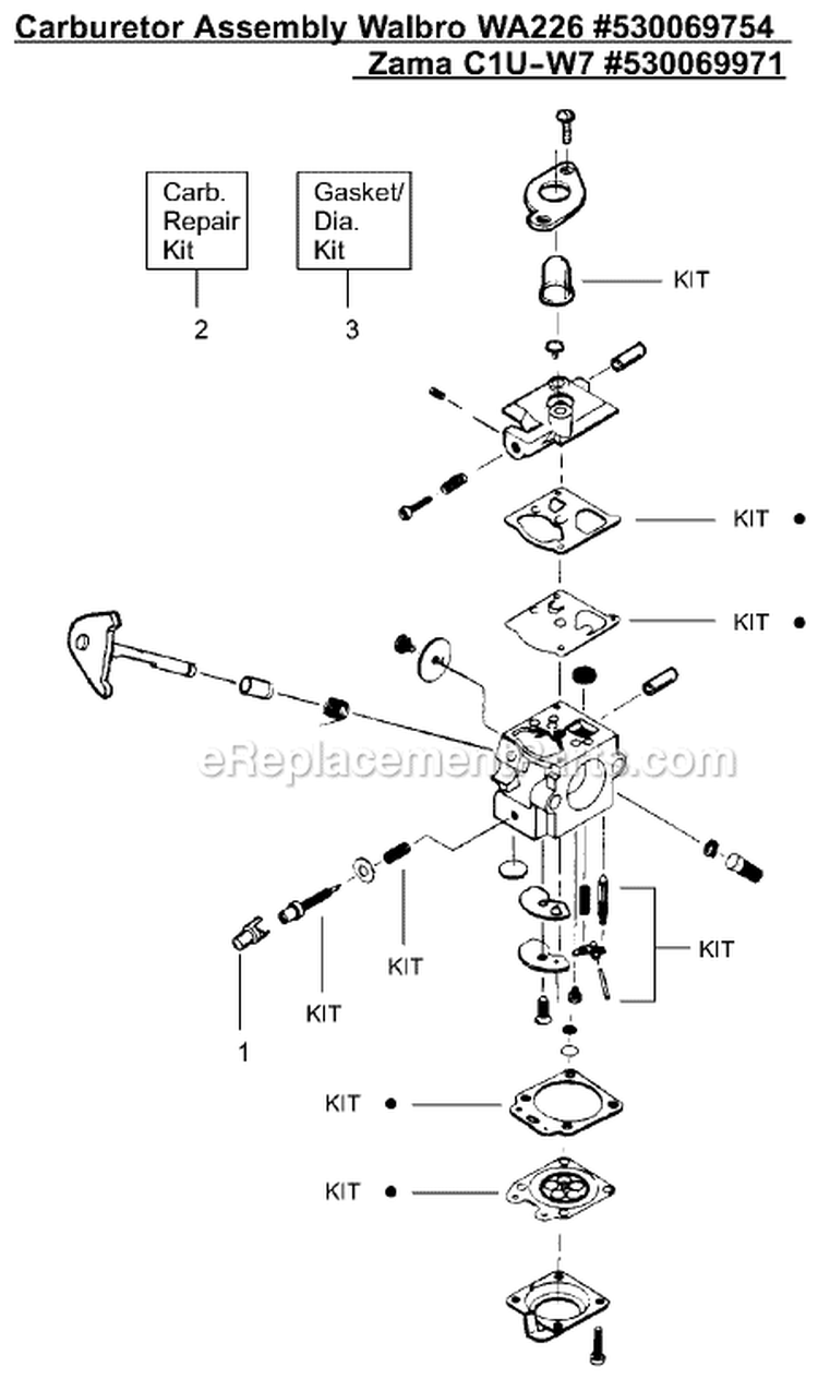 Page A Diagram and Parts List for XT400 Type 2 Weed Eater Trimmer